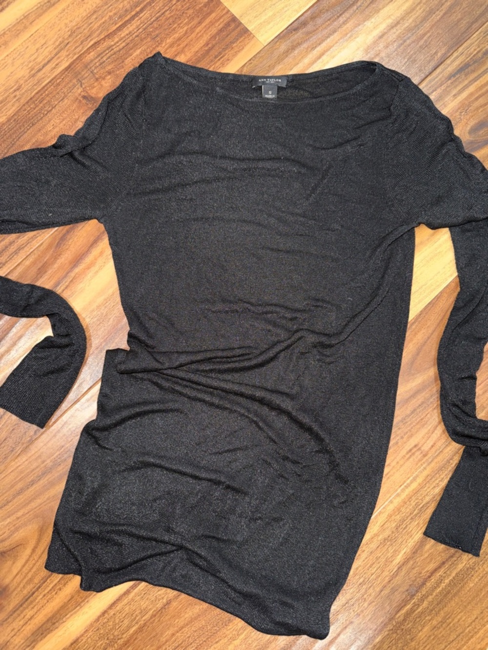 Ann Taylor Black Boatneck Lightweight Sweater